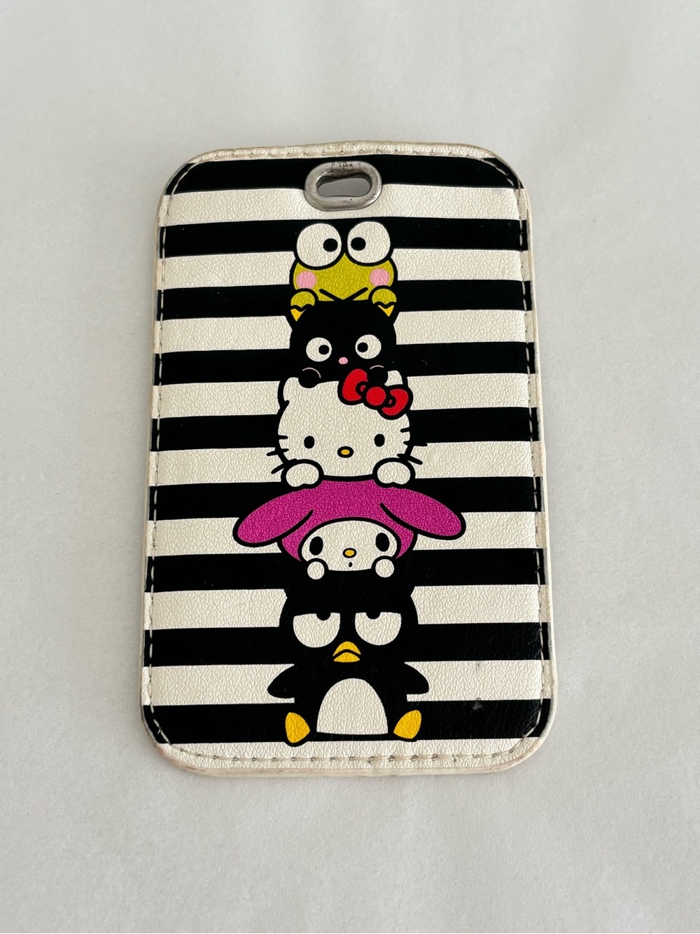 HELLO KITTY x LOUNGEFLY 40th Anniversary luggage tag ID holder black white pink
